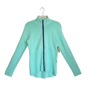 Title Nine Women's Long Sleeve Full Zip Sweater Jacket in Aqua - Sz M - New